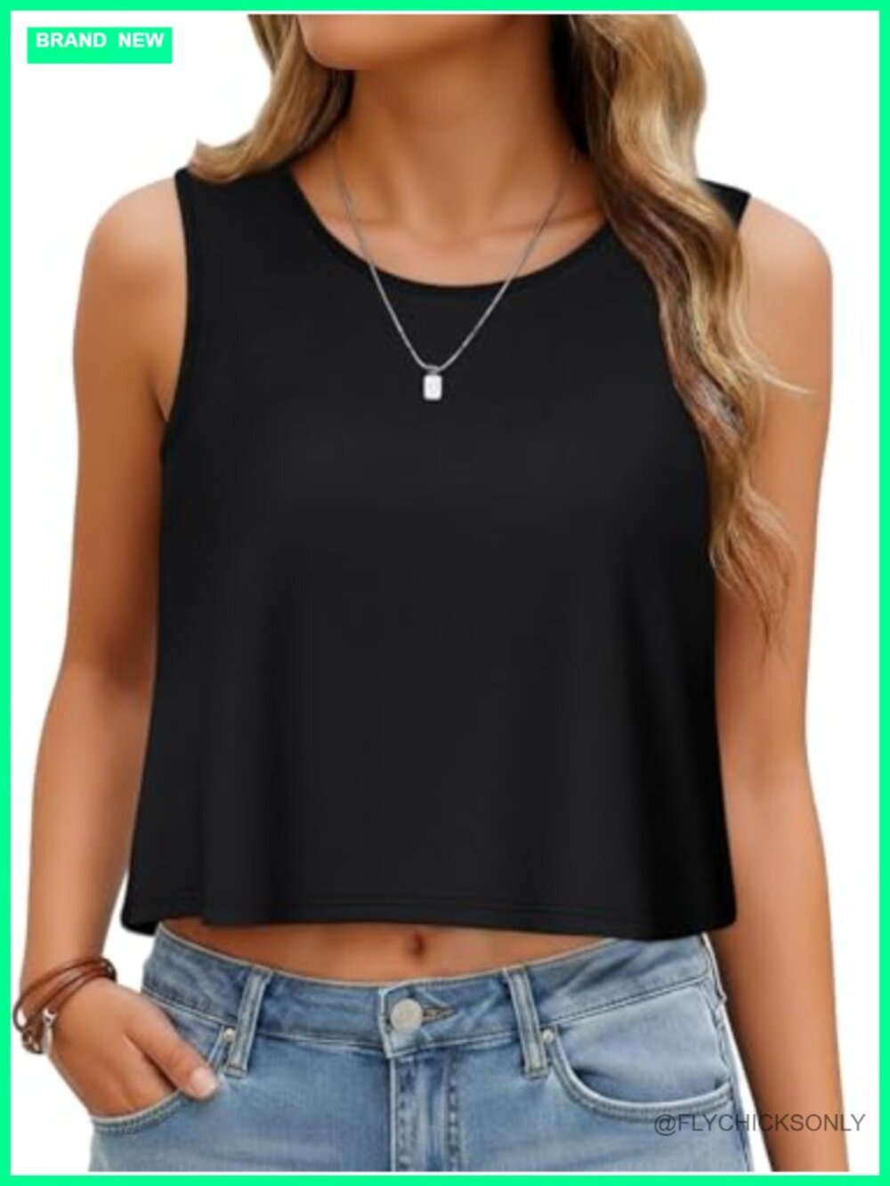 Womens Sleeveless Crop Tank Top Loose Fit Round Neck Summer Casual Basic